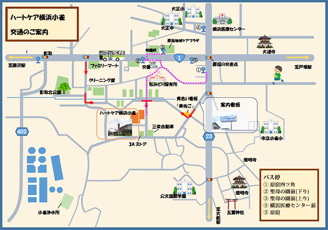 横浜市の介護老人保健施設 ハートケア横浜小雀までの交通マップ